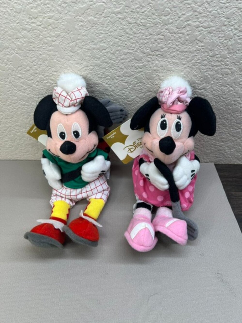 Disney Golfers Minnie and Mickey Mouse Bean Bag Plush